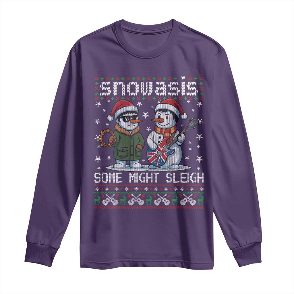 Snowasis Some Might Sleigh Long Sleeve Shirt Funny Christmas Snowmen Rock Band Parody - Wonder Print Shop