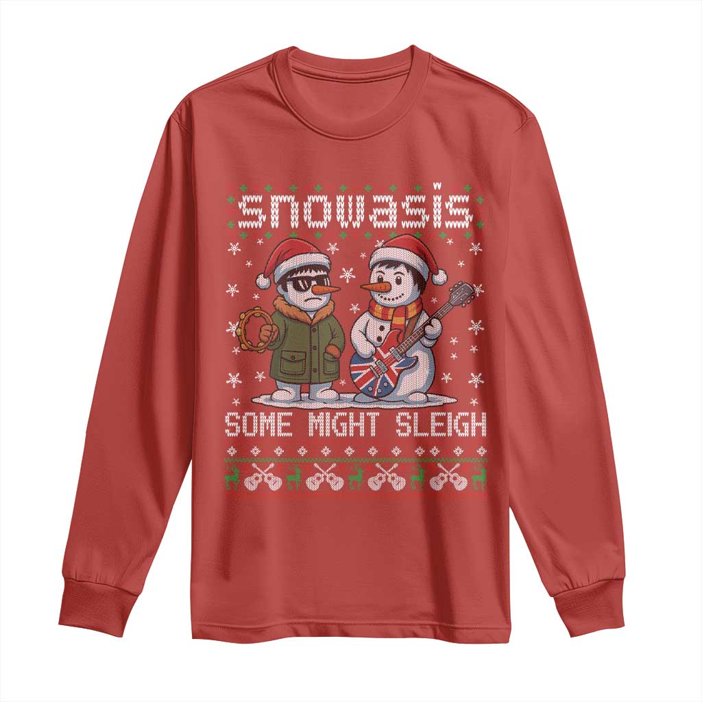 Snowasis Some Might Sleigh Long Sleeve Shirt Funny Christmas Snowmen Rock Band Parody - Wonder Print Shop