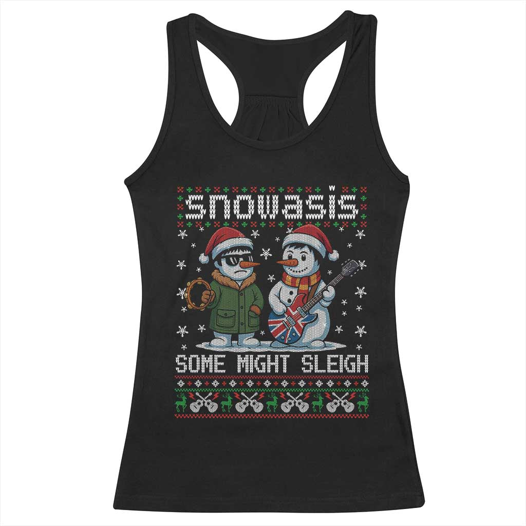 Snowasis Some Might Sleigh Racerback Tank Top Funny Christmas Snowmen Rock Band Parody - Wonder Print Shop