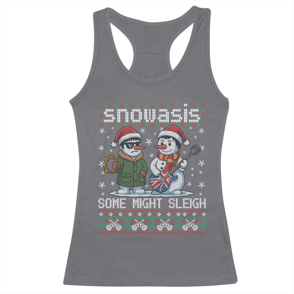 Snowasis Some Might Sleigh Racerback Tank Top Funny Christmas Snowmen Rock Band Parody - Wonder Print Shop