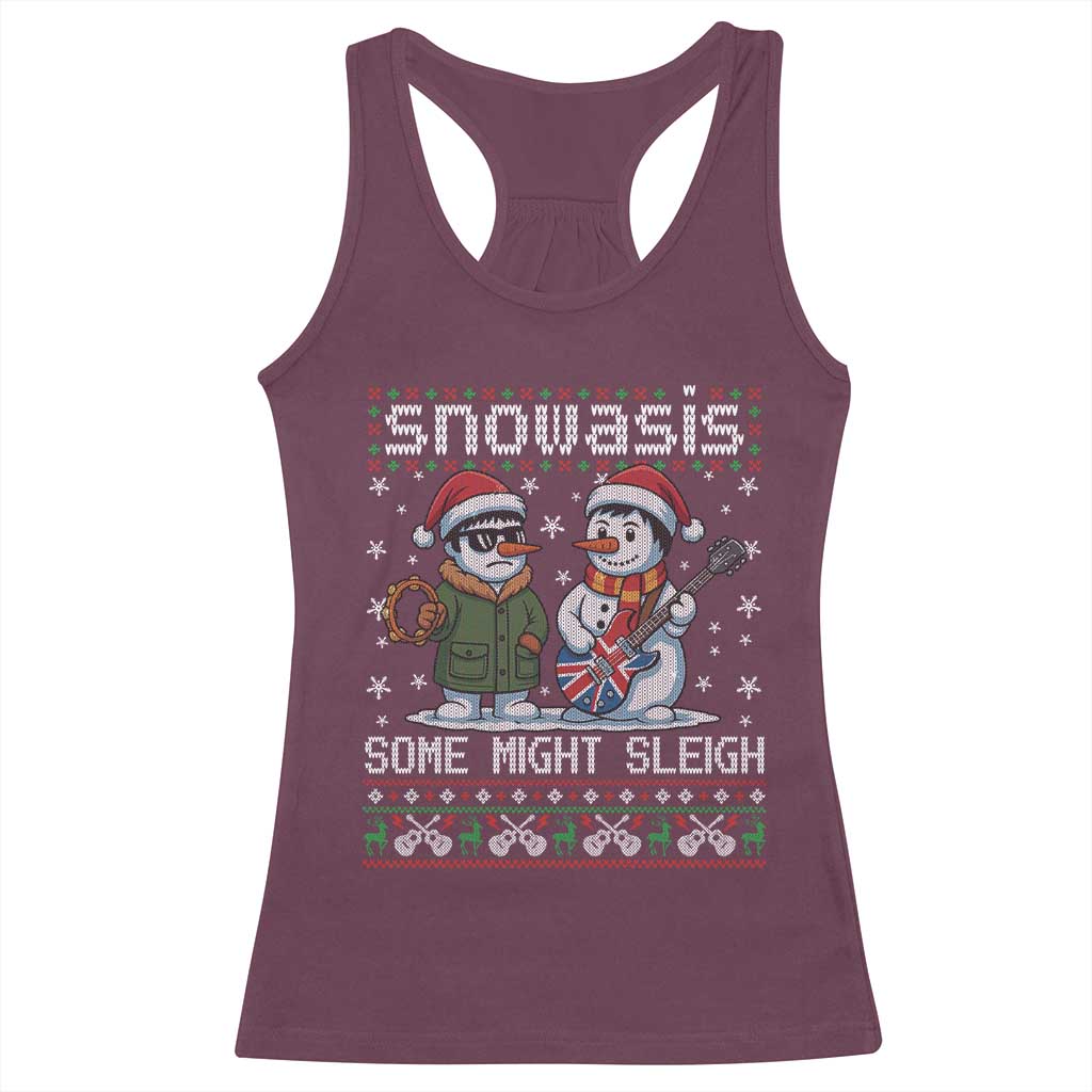 Snowasis Some Might Sleigh Racerback Tank Top Funny Christmas Snowmen Rock Band Parody - Wonder Print Shop