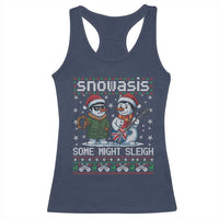 Snowasis Some Might Sleigh Racerback Tank Top Funny Christmas Snowmen Rock Band Parody - Wonder Print Shop