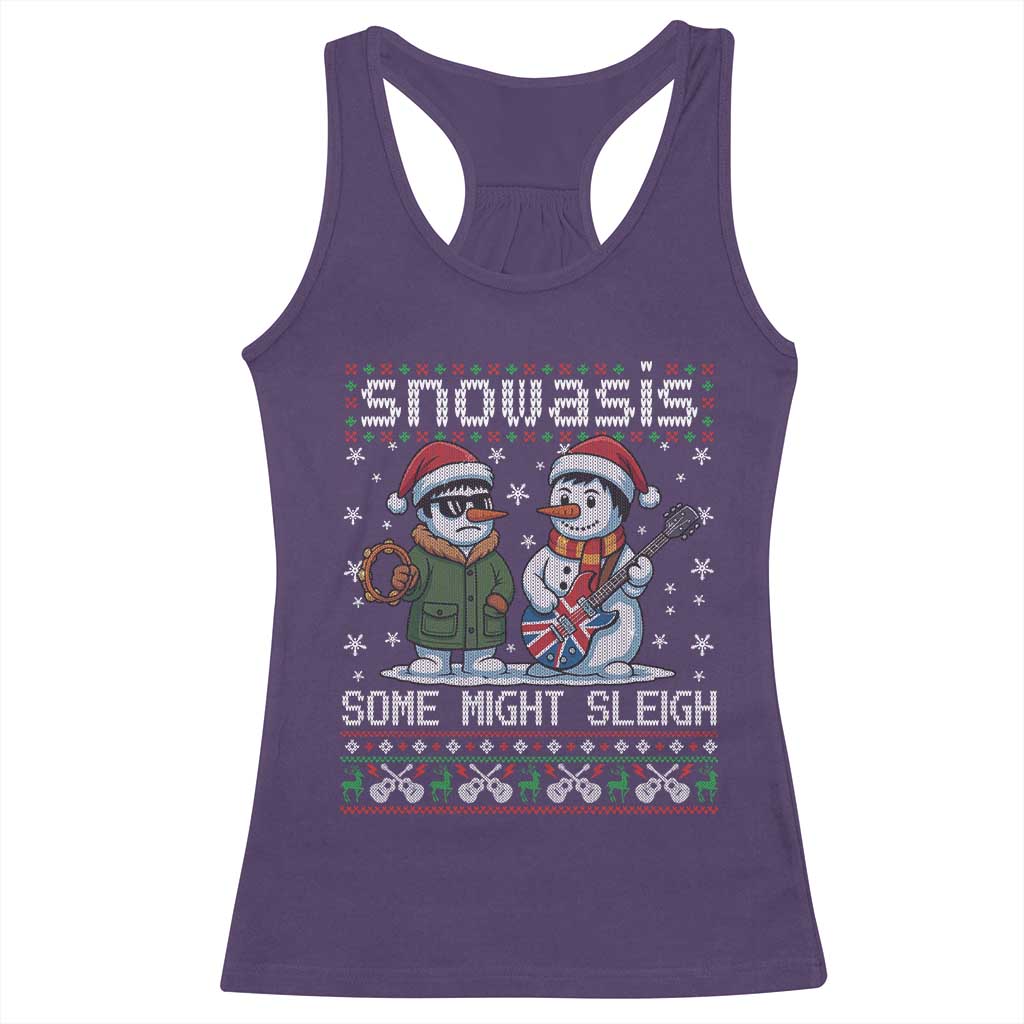 Snowasis Some Might Sleigh Racerback Tank Top Funny Christmas Snowmen Rock Band Parody - Wonder Print Shop