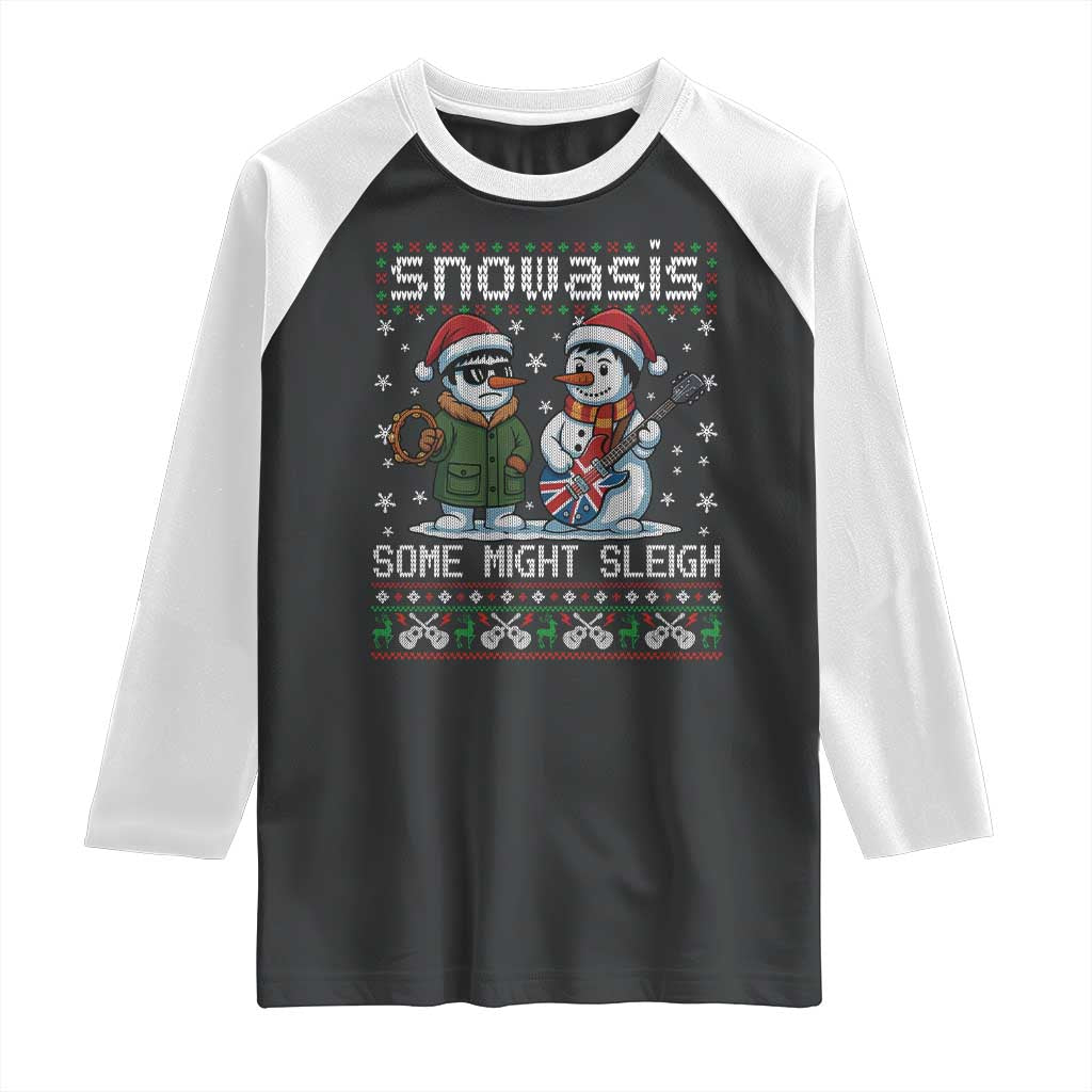 Snowasis Some Might Sleigh Raglan Shirt Funny Christmas Snowmen Rock Band Parody - Wonder Print Shop