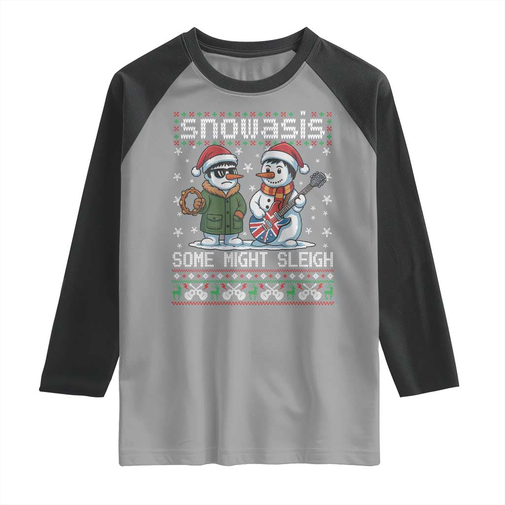 Snowasis Some Might Sleigh Raglan Shirt Funny Christmas Snowmen Rock Band Parody - Wonder Print Shop