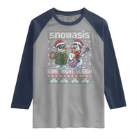 Snowasis Some Might Sleigh Raglan Shirt Funny Christmas Snowmen Rock Band Parody - Wonder Print Shop
