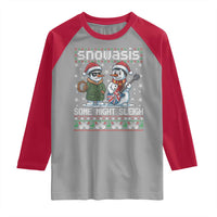 Snowasis Some Might Sleigh Raglan Shirt Funny Christmas Snowmen Rock Band Parody - Wonder Print Shop