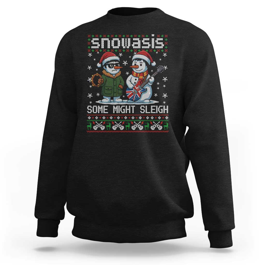 Snowasis Some Might Sleigh Sweatshirt Funny Christmas Snowmen Rock Band Parody - Wonder Print Shop