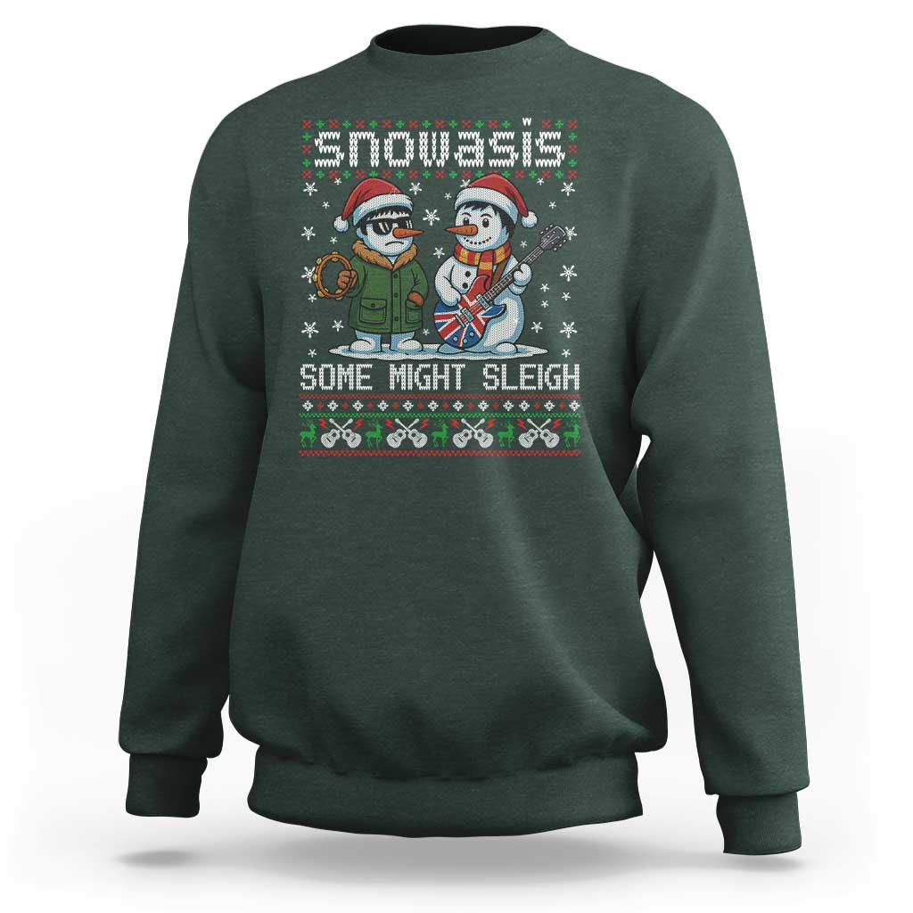 Snowasis Some Might Sleigh Sweatshirt Funny Christmas Snowmen Rock Band Parody - Wonder Print Shop