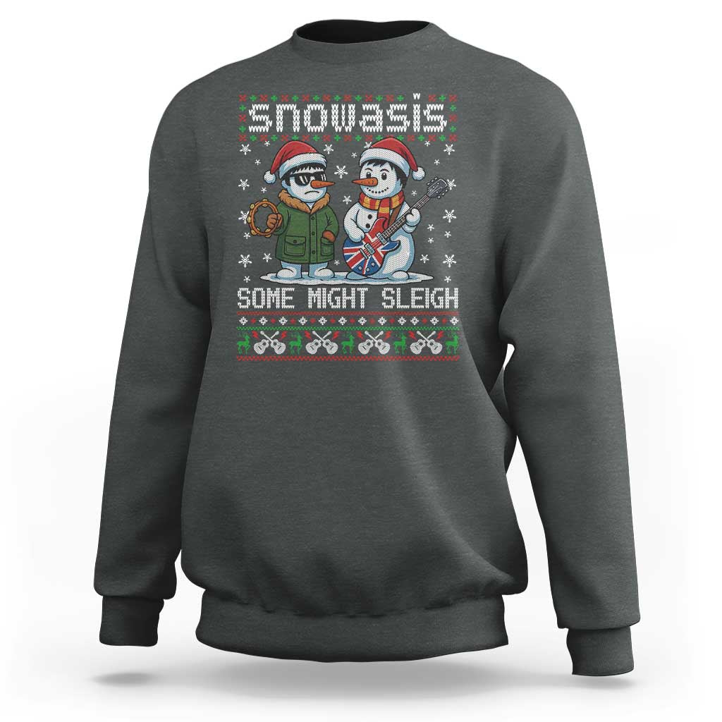 Snowasis Some Might Sleigh Sweatshirt Funny Christmas Snowmen Rock Band Parody - Wonder Print Shop