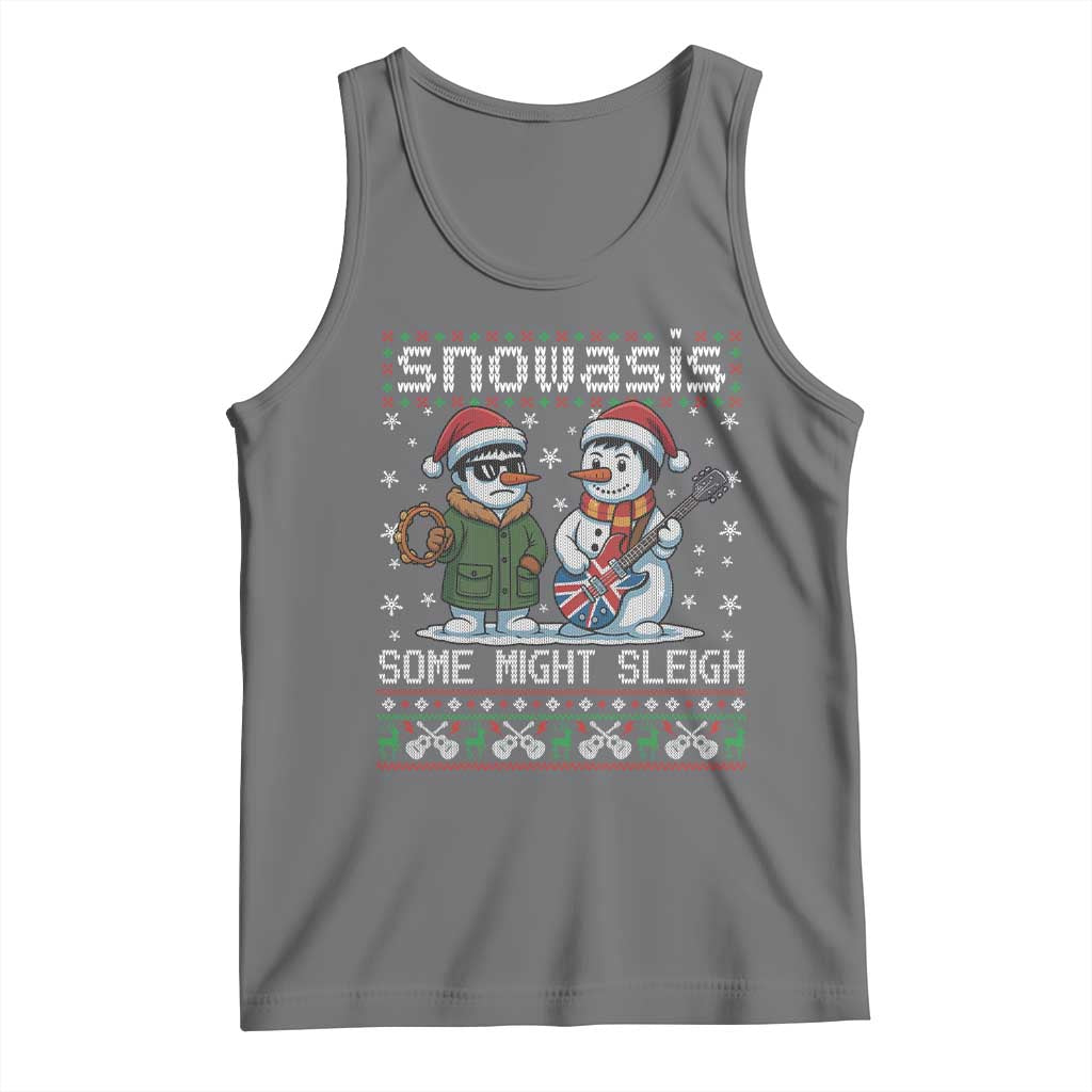 Snowasis Some Might Sleigh Tank Top Funny Christmas Snowmen Rock Band Parody - Wonder Print Shop