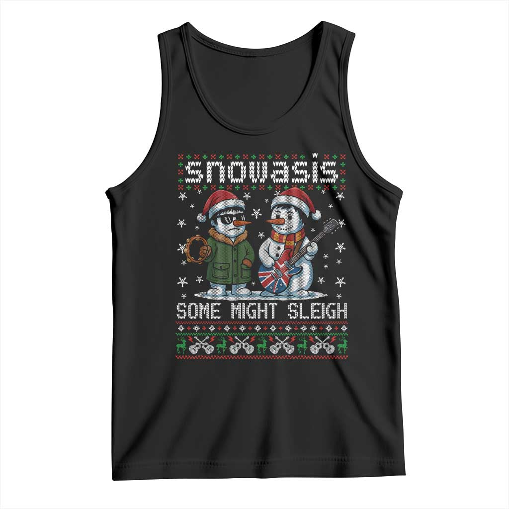 Snowasis Some Might Sleigh Tank Top Funny Christmas Snowmen Rock Band Parody - Wonder Print Shop