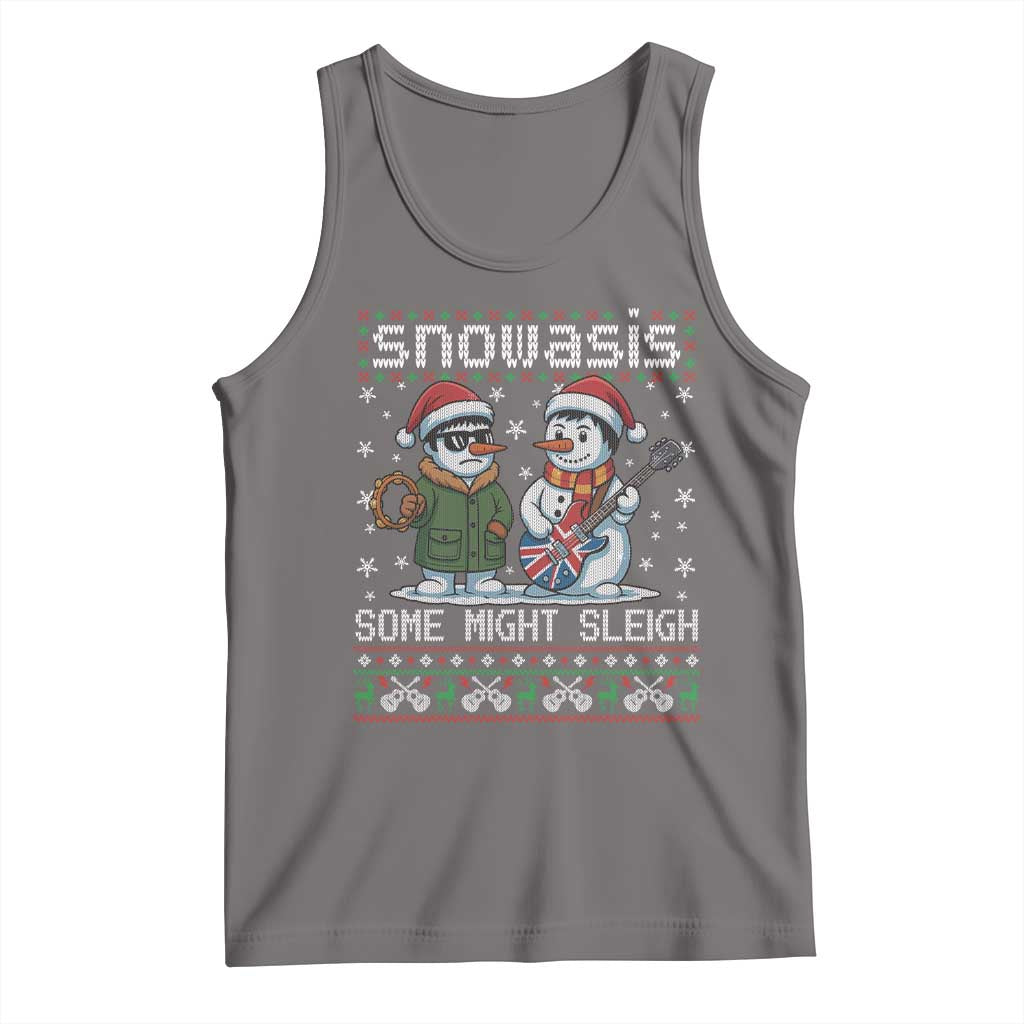 Snowasis Some Might Sleigh Tank Top Funny Christmas Snowmen Rock Band Parody - Wonder Print Shop