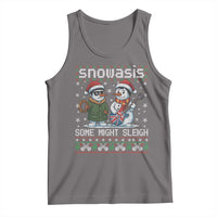 Snowasis Some Might Sleigh Tank Top Funny Christmas Snowmen Rock Band Parody - Wonder Print Shop