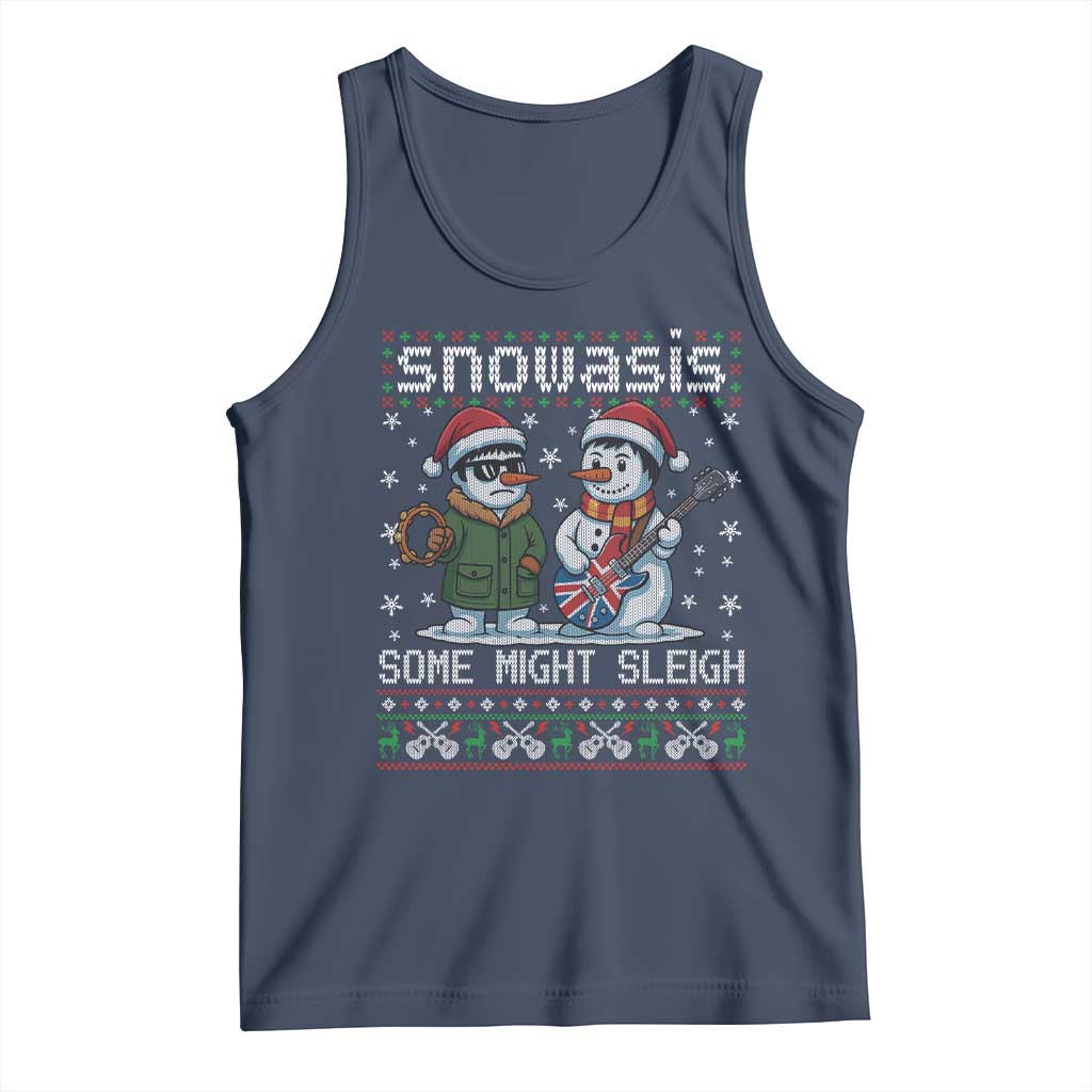 Snowasis Some Might Sleigh Tank Top Funny Christmas Snowmen Rock Band Parody - Wonder Print Shop