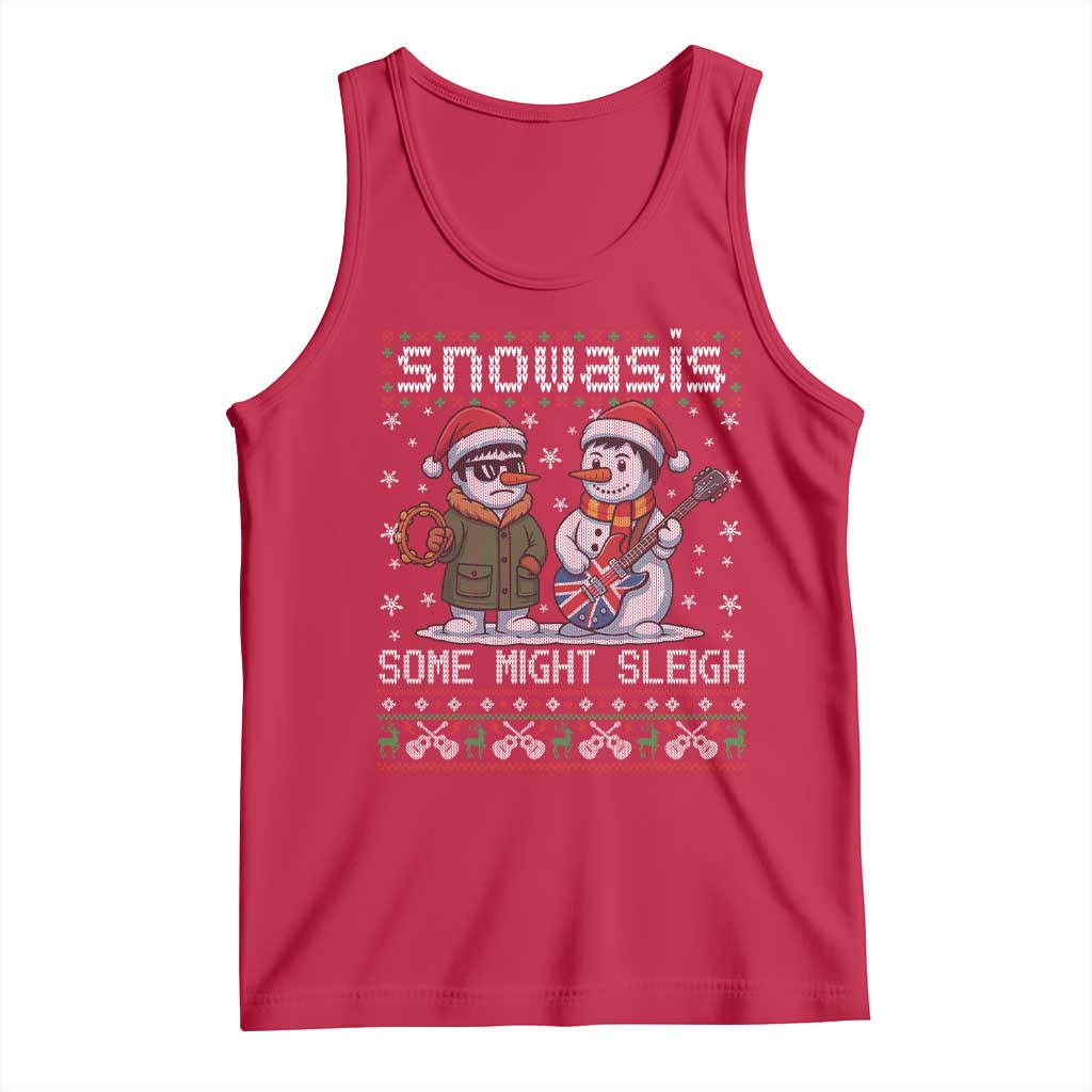 Snowasis Some Might Sleigh Tank Top Funny Christmas Snowmen Rock Band Parody - Wonder Print Shop
