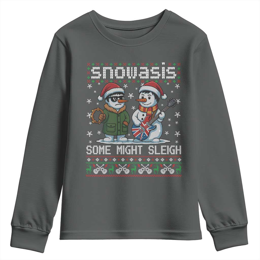 Snowasis Some Might Sleigh Youth Sweatshirt Funny Christmas Snowmen Rock Band Parody - Wonder Print Shop