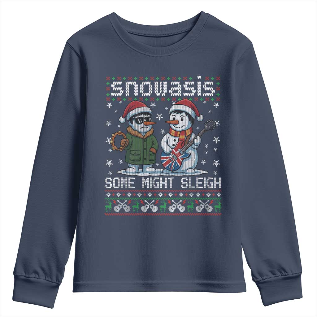 Snowasis Some Might Sleigh Youth Sweatshirt Funny Christmas Snowmen Rock Band Parody - Wonder Print Shop
