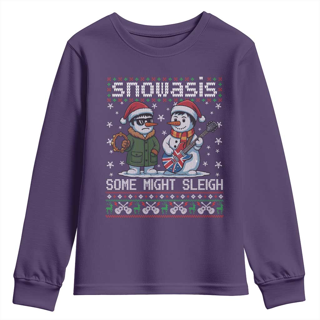 Snowasis Some Might Sleigh Youth Sweatshirt Funny Christmas Snowmen Rock Band Parody - Wonder Print Shop