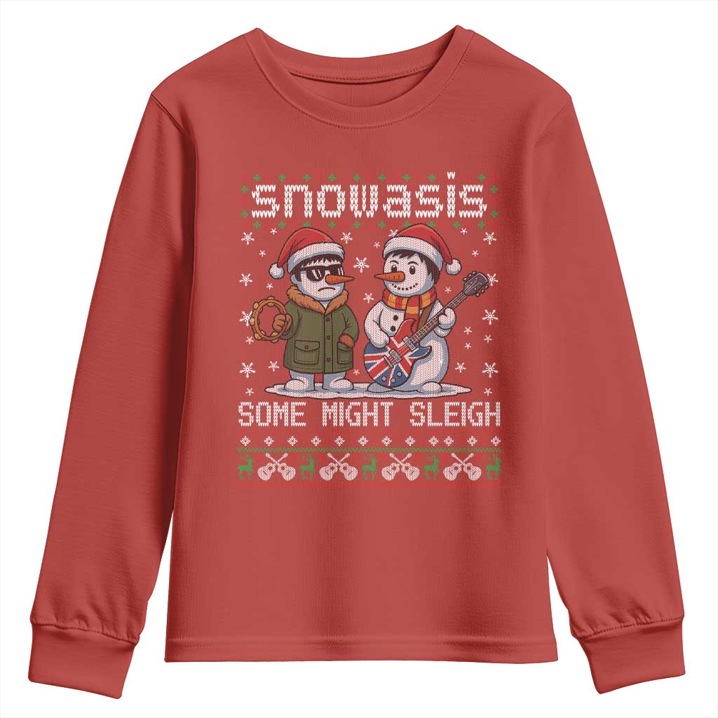Snowasis Some Might Sleigh Youth Sweatshirt Funny Christmas Snowmen Rock Band Parody - Wonder Print Shop