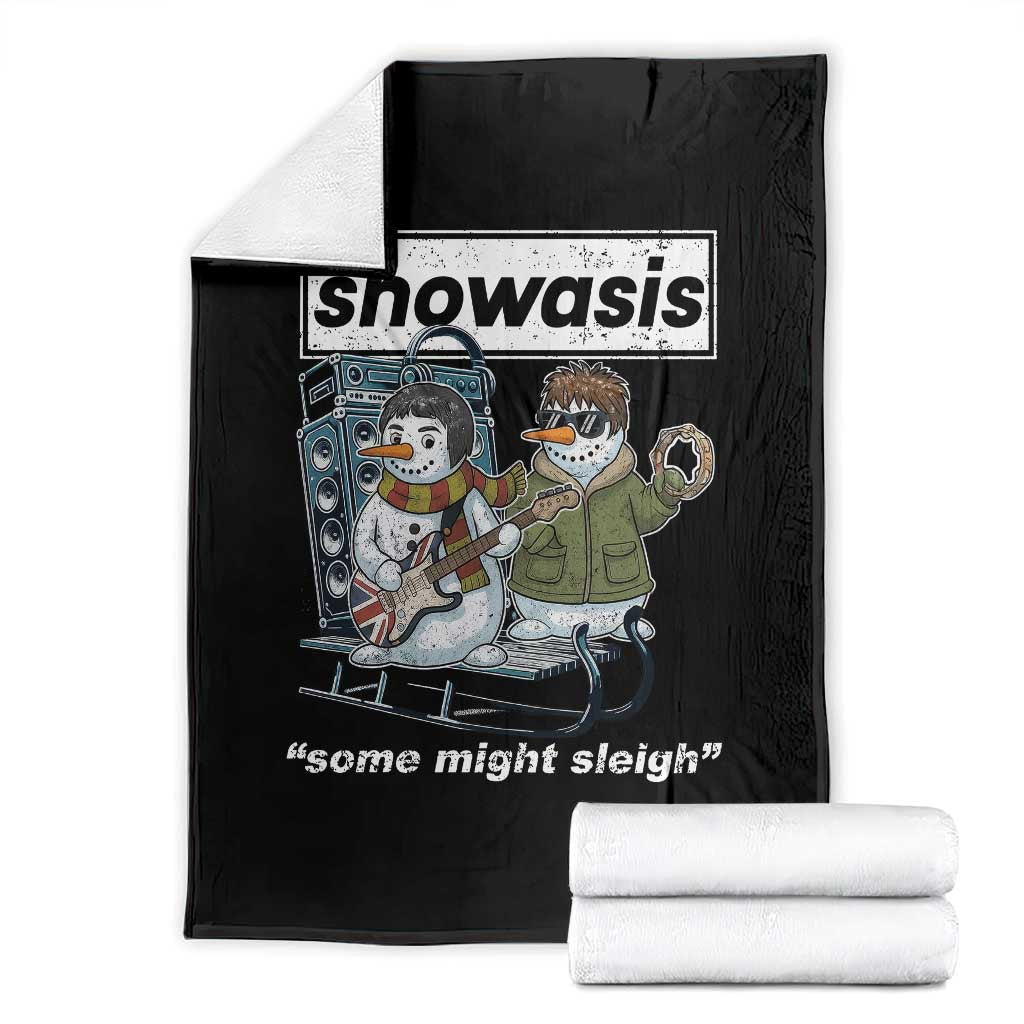 Snowasis Some Might Sleigh Throw Blanket Funny Christmas Snowmen Rock Band - Wonder Print Shop