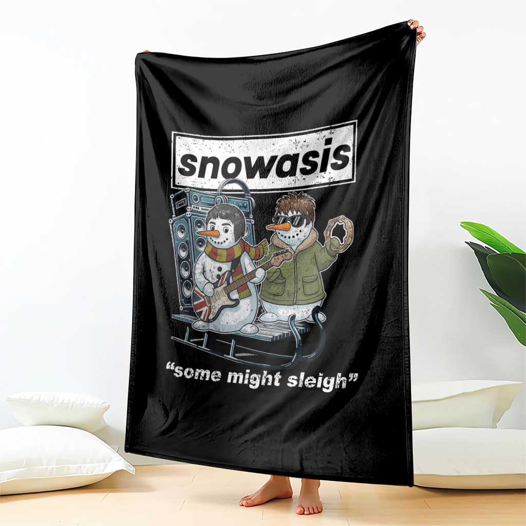 Snowasis Some Might Sleigh Throw Blanket Funny Christmas Snowmen Rock Band - Wonder Print Shop