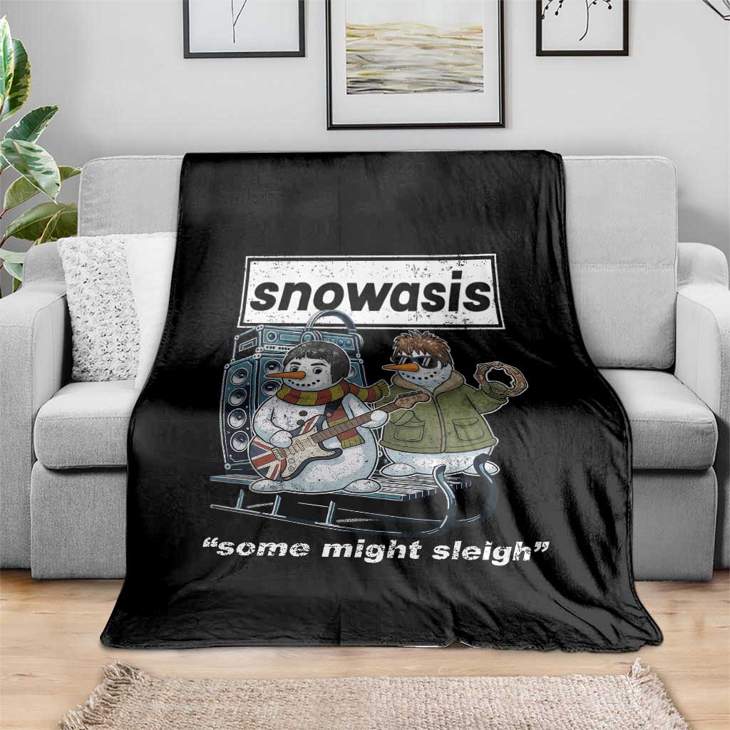 Snowasis Some Might Sleigh Throw Blanket Funny Christmas Snowmen Rock Band - Wonder Print Shop