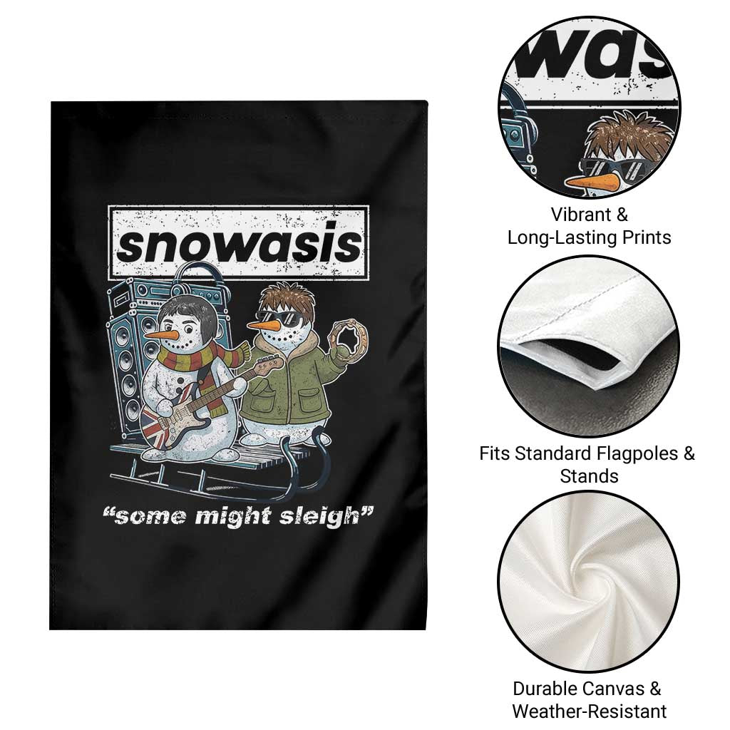 Snowasis Some Might Sleigh Garden Flag Funny Christmas Snowmen Rock Band - Wonder Print Shop