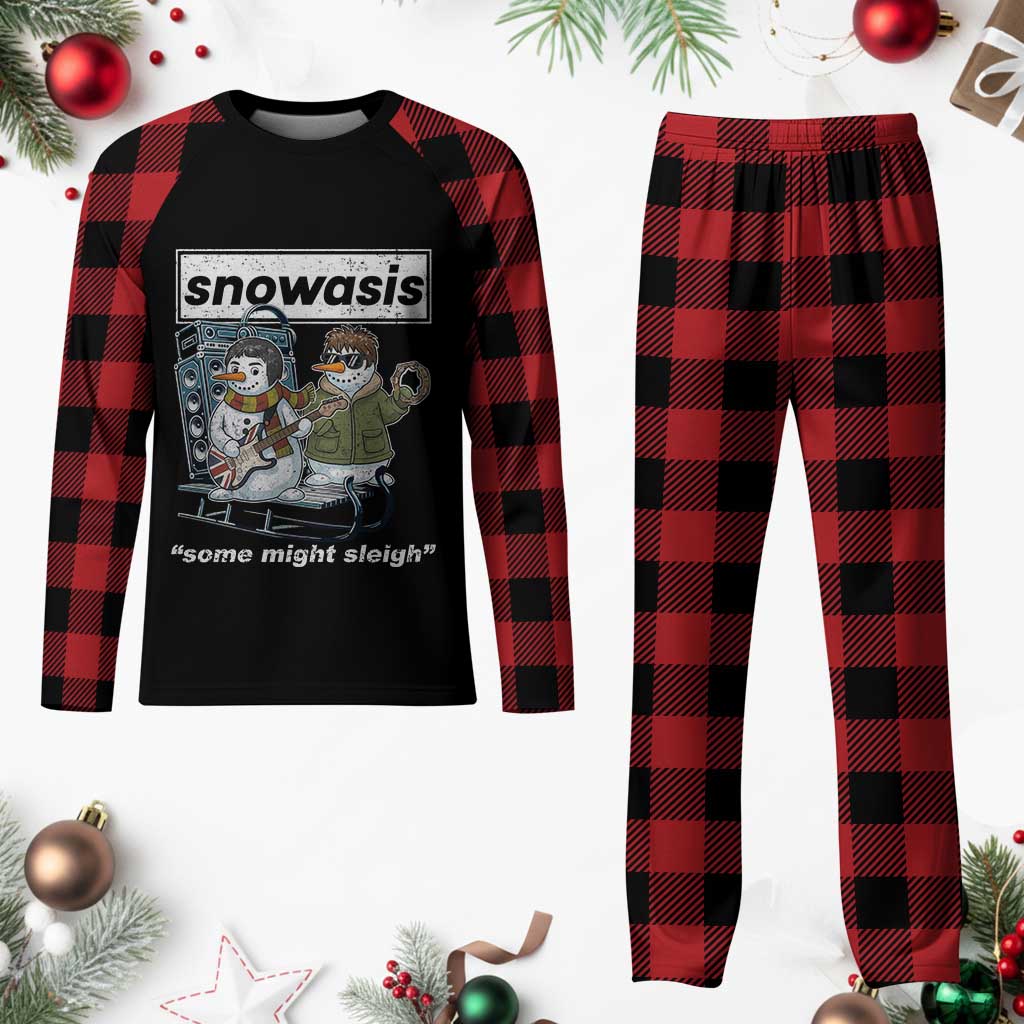 Snowasis Some Might Sleigh Plaid Pajama Set Funny Christmas Snowmen Rock Band - Wonder Print Shop