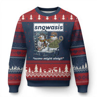 Snowasis Some Might Sleigh Ugly Christmas Sweater Funny Xmas Snowmen Rock Band - Wonder Print Shop