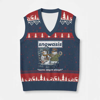Snowasis Some Might Sleigh V-Neck Knit Sweater Vest Funny Xmas Snowmen Rock Band - Wonder Print Shop