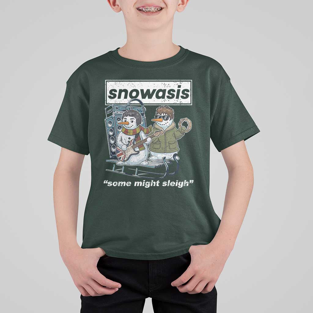 Snowasis Some Might Sleigh T Shirt For Kid Funny Christmas Snowmen Rock Band - Wonder Print Shop
