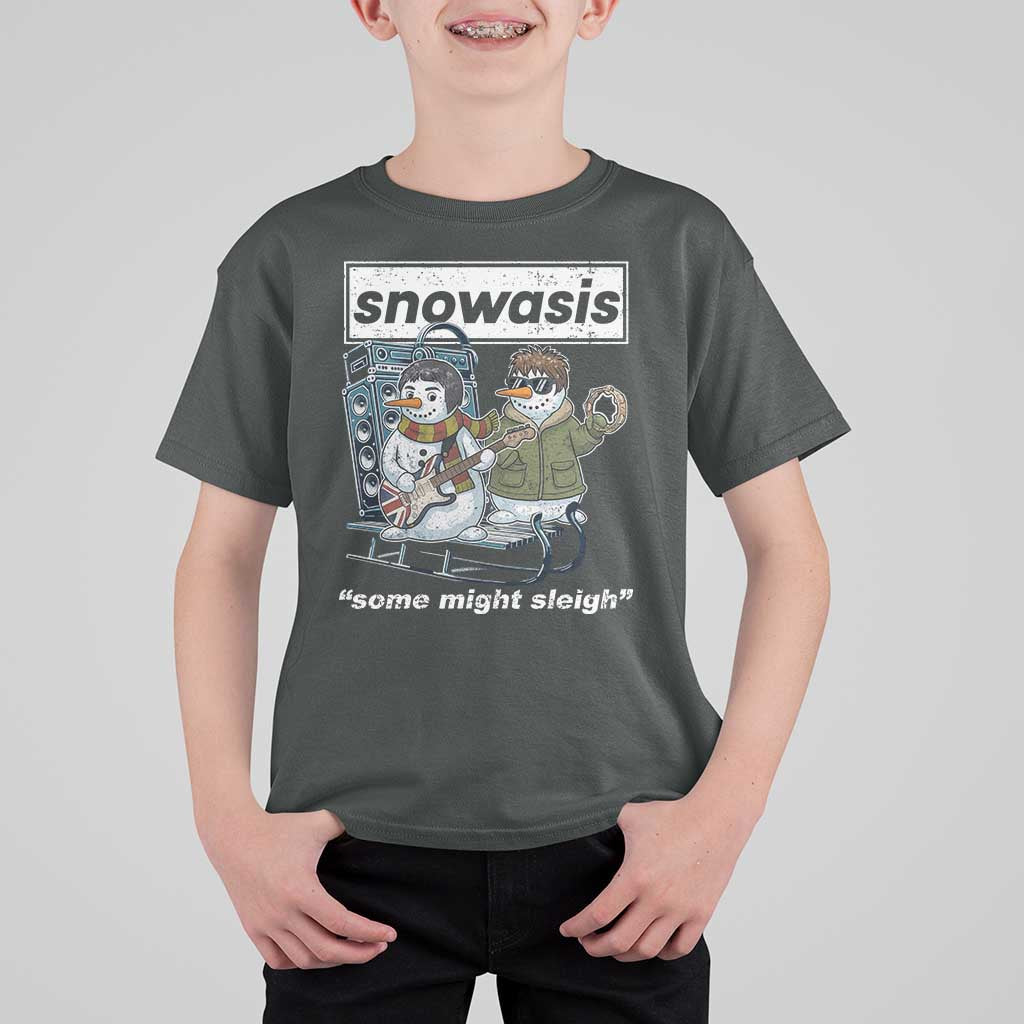 Snowasis Some Might Sleigh T Shirt For Kid Funny Christmas Snowmen Rock Band - Wonder Print Shop
