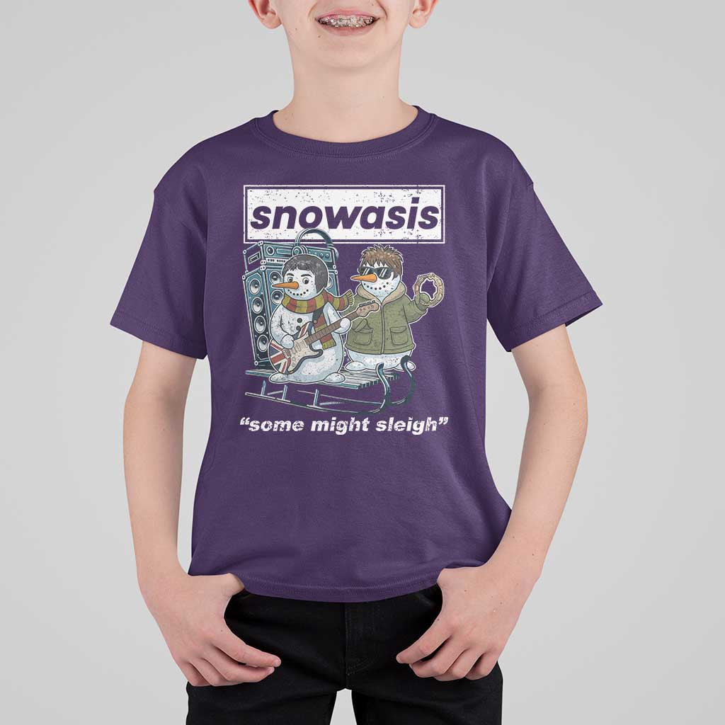 Snowasis Some Might Sleigh T Shirt For Kid Funny Christmas Snowmen Rock Band - Wonder Print Shop