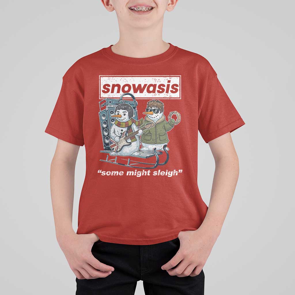 Snowasis Some Might Sleigh T Shirt For Kid Funny Christmas Snowmen Rock Band - Wonder Print Shop