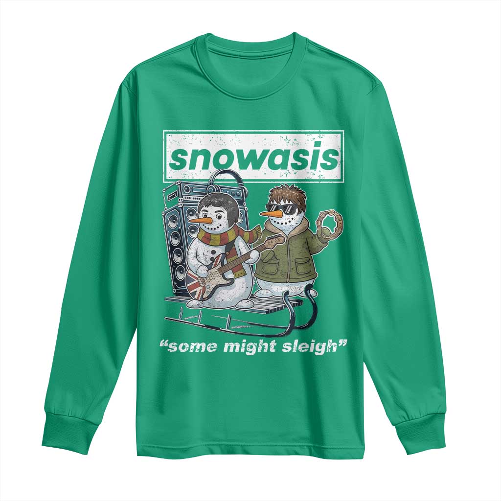 Snowasis Some Might Sleigh Long Sleeve Shirt Funny Christmas Snowmen Rock Band - Wonder Print Shop