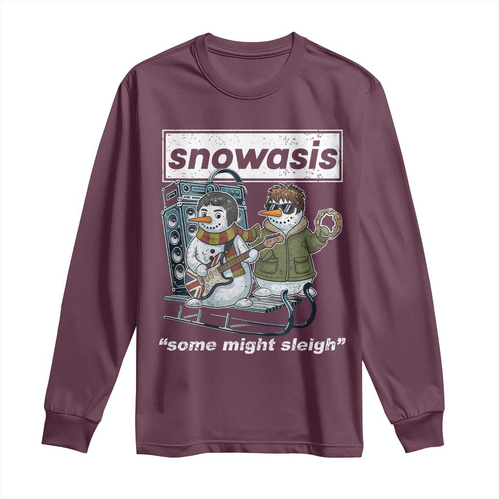Snowasis Some Might Sleigh Long Sleeve Shirt Funny Christmas Snowmen Rock Band - Wonder Print Shop