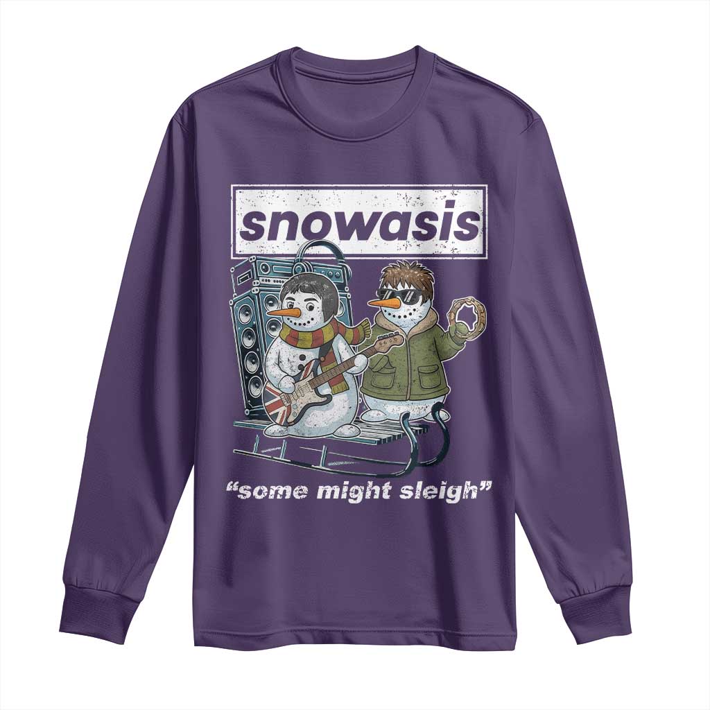 Snowasis Some Might Sleigh Long Sleeve Shirt Funny Christmas Snowmen Rock Band - Wonder Print Shop