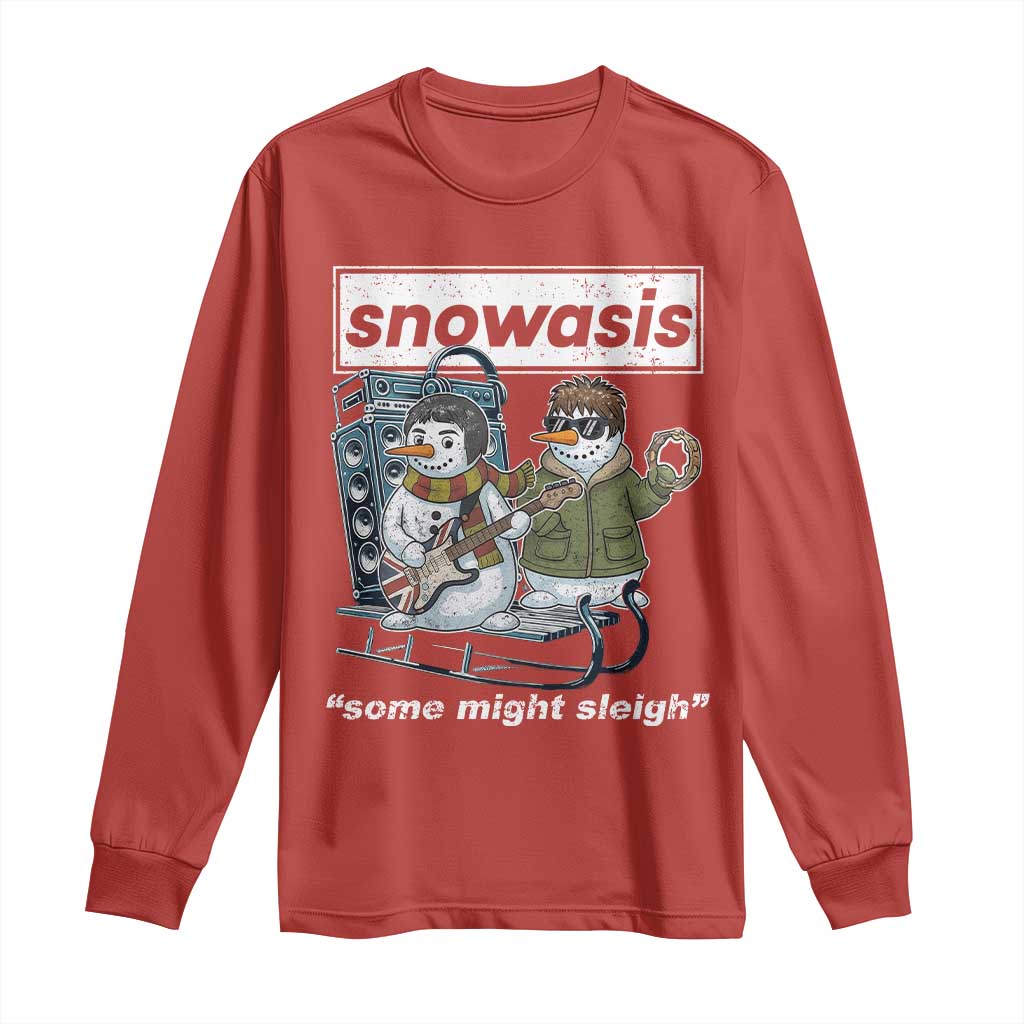 Snowasis Some Might Sleigh Long Sleeve Shirt Funny Christmas Snowmen Rock Band - Wonder Print Shop