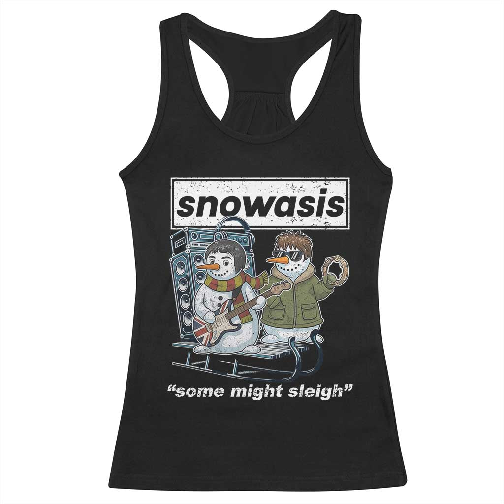 Snowasis Some Might Sleigh Racerback Tank Top Funny Christmas Snowmen Rock Band - Wonder Print Shop