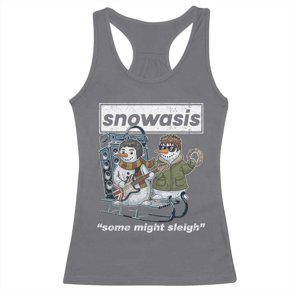 Snowasis Some Might Sleigh Racerback Tank Top Funny Christmas Snowmen Rock Band - Wonder Print Shop