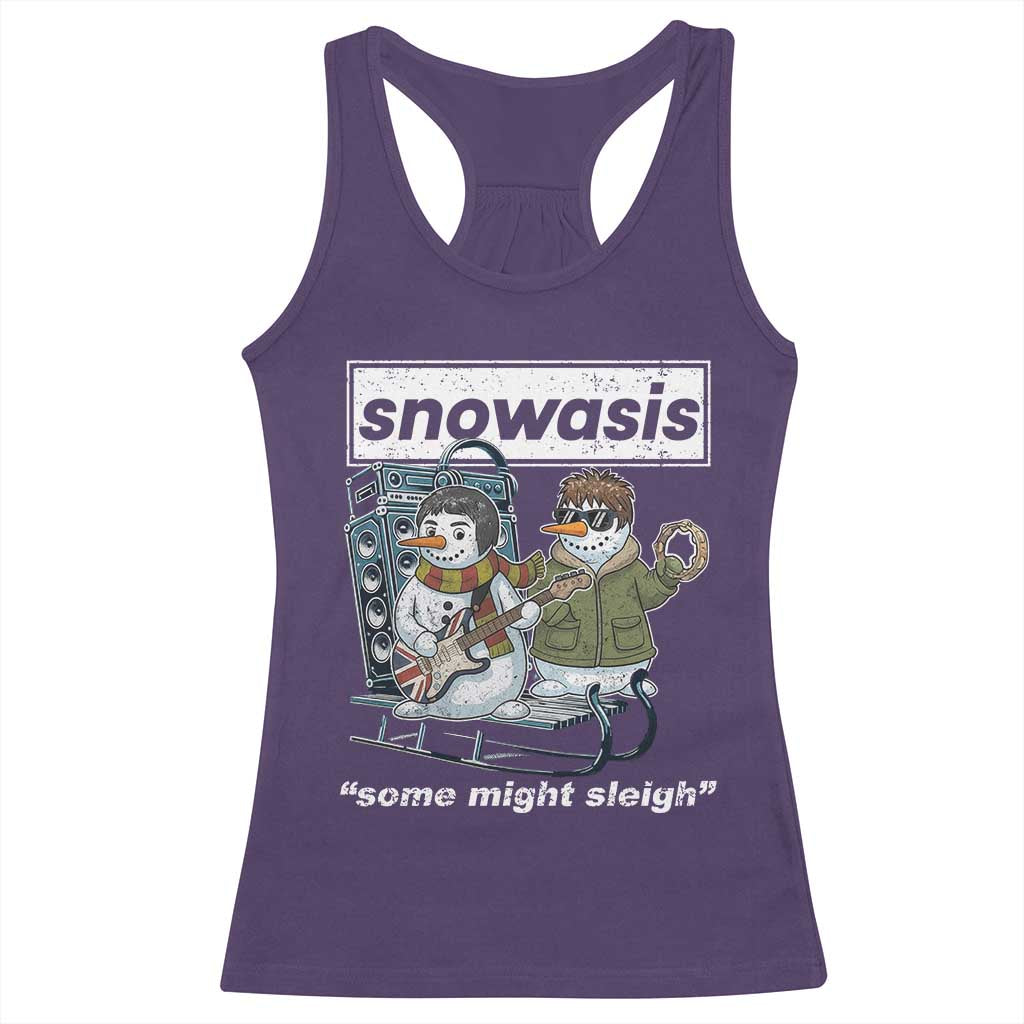 Snowasis Some Might Sleigh Racerback Tank Top Funny Christmas Snowmen Rock Band - Wonder Print Shop