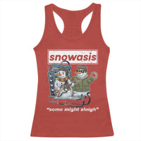 Snowasis Some Might Sleigh Racerback Tank Top Funny Christmas Snowmen Rock Band - Wonder Print Shop