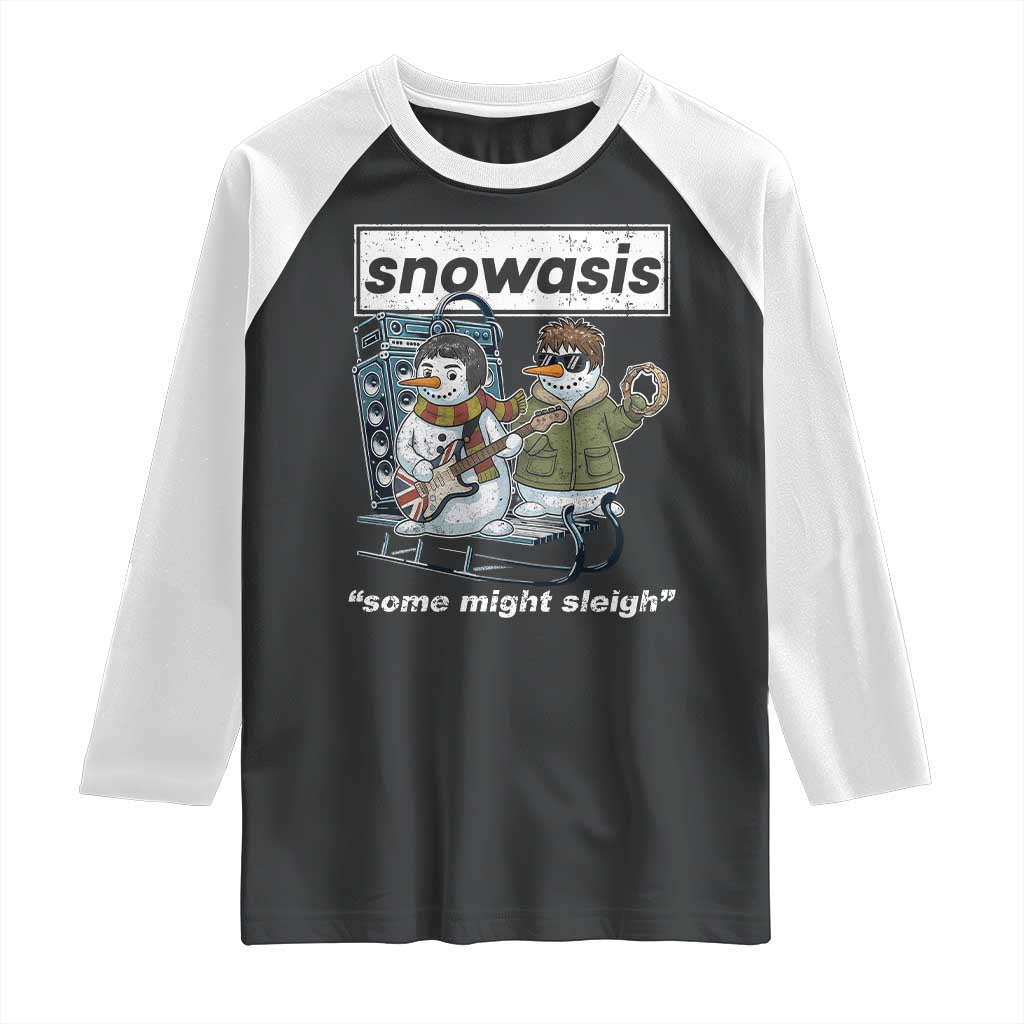 Snowasis Some Might Sleigh Raglan Shirt Funny Christmas Snowmen Rock Band - Wonder Print Shop