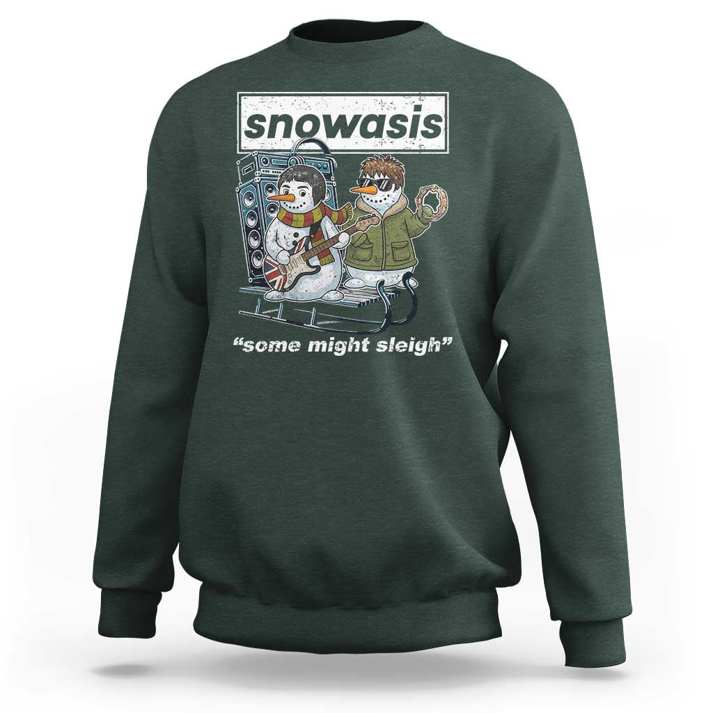 Snowasis Some Might Sleigh Sweatshirt Funny Christmas Snowmen Rock Band - Wonder Print Shop
