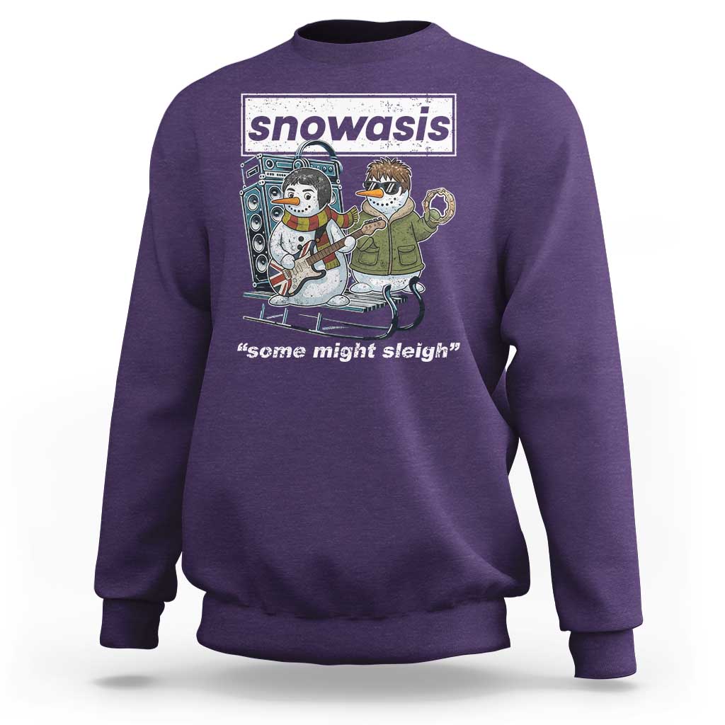 Snowasis Some Might Sleigh Sweatshirt Funny Christmas Snowmen Rock Band - Wonder Print Shop