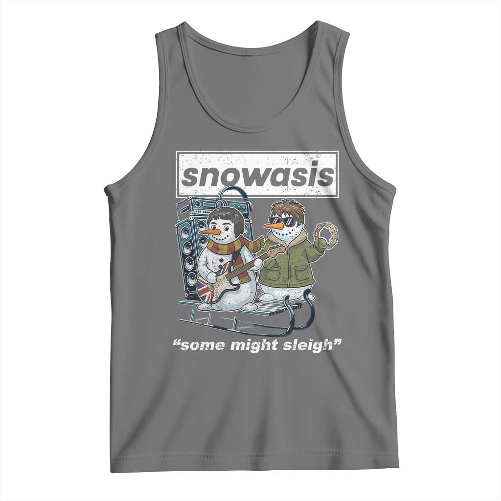 Snowasis Some Might Sleigh Tank Top Funny Christmas Snowmen Rock Band - Wonder Print Shop