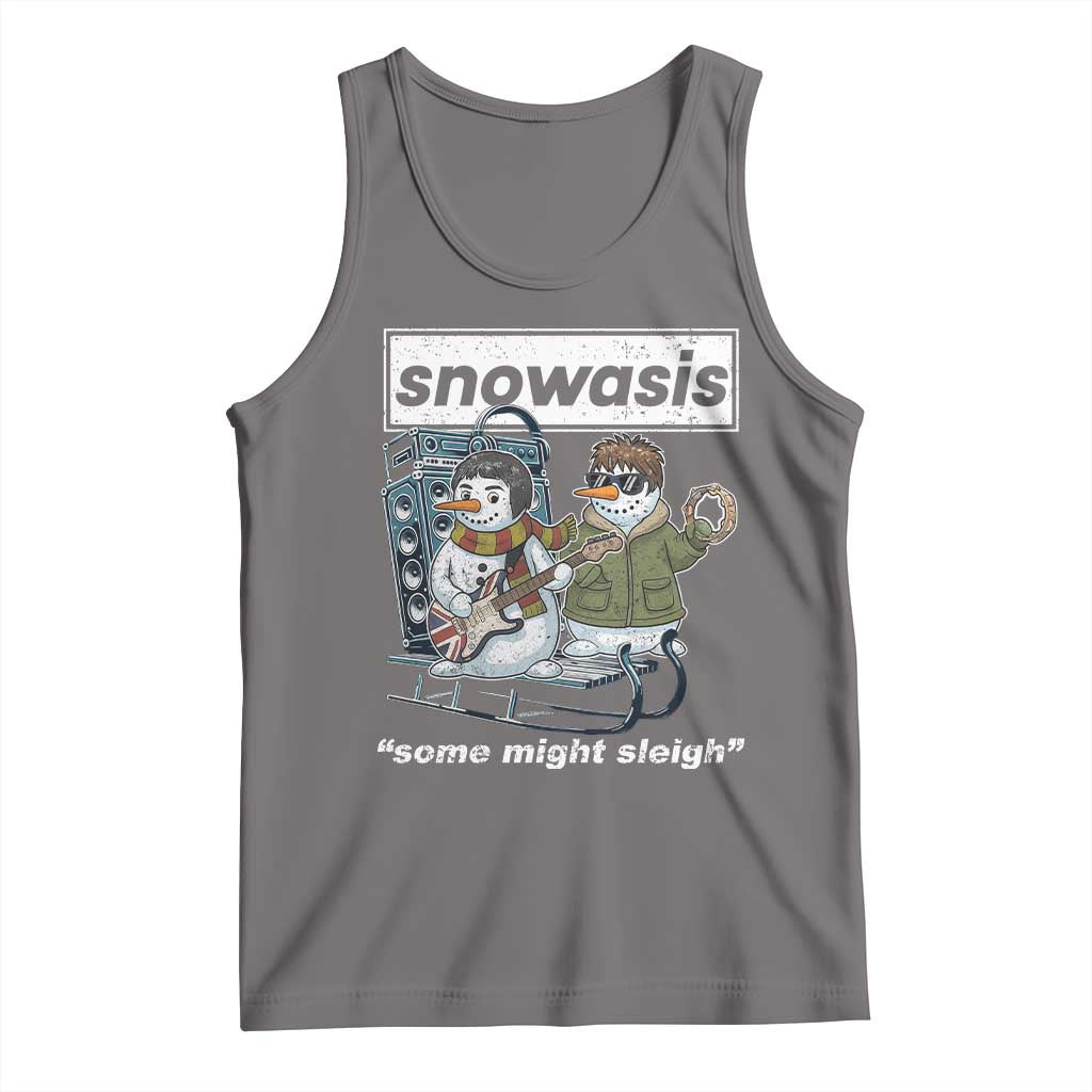 Snowasis Some Might Sleigh Tank Top Funny Christmas Snowmen Rock Band - Wonder Print Shop
