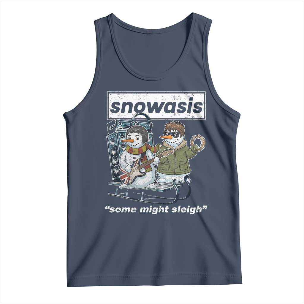 Snowasis Some Might Sleigh Tank Top Funny Christmas Snowmen Rock Band - Wonder Print Shop