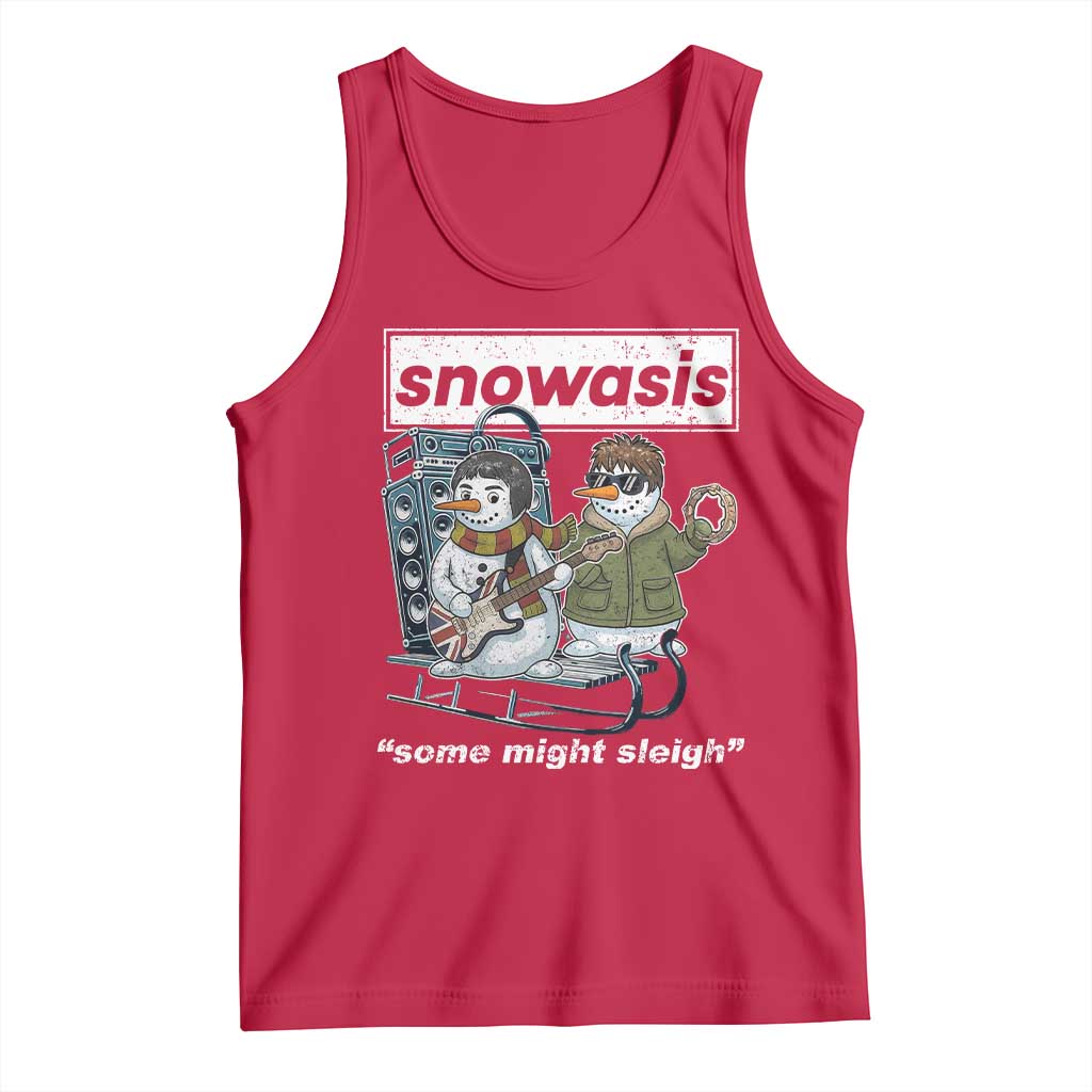 Snowasis Some Might Sleigh Tank Top Funny Christmas Snowmen Rock Band - Wonder Print Shop
